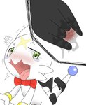 ahegao ambiguous/ambiguous ambiguous_gender anal anal_fingering anthro anus anus_only black_wings blush bodily_fluids bow_tie cutaway disembodied_hand duo facial_markings fingering fingering_partner forehead_markings green_eyes head_markings heart_eyes heart_symbol humanoid_hands looking_pleasured markings open_mouth red_bow saliva sex simple_background solo_focus tail tail_grab tail_orb tears tongue tongue_out white_background white_body wings wristband amatsukitsune mythology dran-kun dragon mythological_creature mythological_scalie scalie hi_res male_(lore)