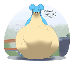ambiguous_gender belly big_belly blue_arms blue_ears blue_legs blue_spots border eyes_closed feral solo spots tan_belly text vore white_border wyvernrumps nintendo pokemon generation_1_pokemon lapras pokemon_(species) 2026 english_text hi_res