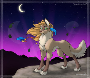 digitigrade female feral green_eyes moon night outside pigtails quadruped sky solo standing star starry_sky tail text wind wolfy-nail canid canine canis mammal wolf 2007 digital_media_(artwork) english_text