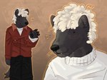 anthro clothed clothing fur hair male simple_background smile solo tail unknown_artist badger honey_badger mammal mustelid musteline 4:3 digital_media_(artwork) hi_res