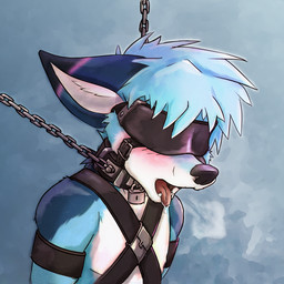 anthro arm_markings bdsm black_nose blindfold blue_body blue_fur blush bodily_fluids bondage bondage_gear bondage_gear_only bound breath chain chain_leash chest_harness collar countershade_tail countershading cuff_(restraint) dipstick_ears ear_markings exhausted fur hair harness inner_ear_fluff leash leather leather_cuffs leather_harness leather_strap lock male markings multicolored_ears padlock padlocked_collar restrained restraints saliva saliva_on_tongue saliva_string shoulder_markings simple_background solo straps submissive submissive_anthro submissive_male tail tongue tongue_out tuft white_body white_fur x_harness phrozt zee_(zfursee) canid canine fennec_fox fox mammal true_fox 1:1 digital_media_(artwork) hi_res
