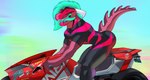 anthro bouncing butt clothing cyberpunk legwear male motorcycle riding solo tights vehicle j450n2080 cd_projekt_red cyberpunk_2077 mythology graker dragon mythological_creature mythological_scalie scalie bike_(disambiguation) animated hi_res