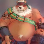 anthro belly brown_body brown_fur fur humanoid_hands male moobs nipples overweight overweight_anthro overweight_male solo laohu lifewonders tokyo_afterschool_summoners kimun_kamui_(tas) bear mammal 1:1 2020 hi_res