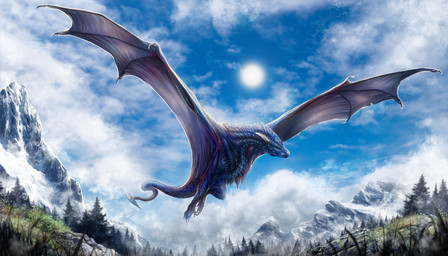 ambiguous_gender blue_body blue_scales claws day detailed_background feral flying horn membrane_(anatomy) membranous_wings outside scales sky solo sun tail wings isvoc european_mythology mythology dragon mythological_creature mythological_scalie scalie western_dragon wyvern 2019 hi_res