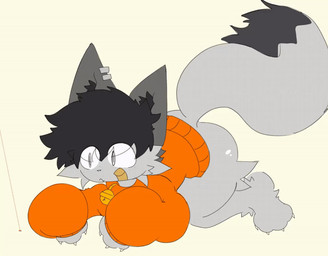 anthro anus ass_up butt femboy femboy/femboy male shaking_butt solo unknown_artist fan_character canid canine felid feline fox mammal 2d_animation animated frame_by_frame