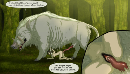 age_difference animal_genitalia animal_penis areola arranged_marriage beak bestiality bestiality_marriage big_areola black_lips blind bodily_fluids breasts consummation cum cum_in_vagina cum_inside cutaway dialogue disability doggystyle dominant dominant_male duo extreme_size_difference female female_human female_on_feral female_penetrated feral feral_penetrating feral_penetrating_female feral_penetrating_human forest from_behind_position fur fur_grab genital_fluids genitals good_clean_married_sex hooves human_on_feral human_penetrated interspecies it'll_never_fit jewelry larger_feral larger_male lips male male/female male_feral male_on_human male_penetrating male_penetrating_female male_penetrating_human married_couple medium_breasts mostly_nude mostly_nude_female necklace necklace_only nude older_male outside outside_sex penetration penis plant porcine_penis pubes quadruped sex size_difference smaller_female smaller_human smaller_penetrated speech_bubble submissive submissive_female tail talking_feral text tree tusks vaginal vulva wedding white_body white_fur younger_female younger_penetrated holoeclvpse asian_mythology east_asian_mythology ghibli japanese_mythology mythology princess_mononoke okkotonushi san_(princess_mononoke) human mammal suid suine sus_(pig) wild_boar 2025 absurd_res english_text hi_res