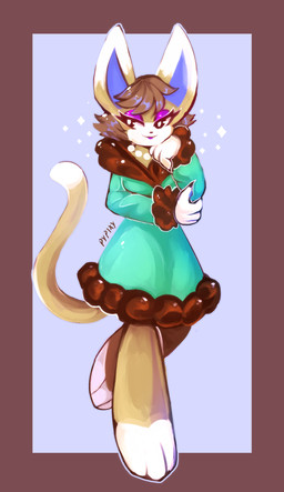 anthro barefoot biped blue_background border brown_body brown_border brown_fur brown_hair clothing coat dipstick_tail eyeshadow feet female fur gem hair jewelry lidded_eyes makeup markings necklace pearl_(gem) pearl_necklace purple_eyeshadow simple_background smile solo sparkles tail tail_markings topwear white_body white_fur pypixy animal_crossing nintendo kitty_(animal_crossing) domestic_cat felid feline felis mammal 2020 digital_media_(artwork) digital_painting_(artwork) full-length_portrait hi_res painting_(artwork) portrait signature