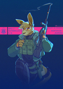 assault_rifle aug_a3 bomber_jacket bulletproof_vest clothing earpiece electronics eyewear female glasses gun handgun jacket knife military muscular muscular_female muscular_thighs pistol plate_carrier police police_officer radio ranged_weapon rifle skinsuit solo steyr_aug text thick_thighs tight_clothing topwear weapon thelivingtrashcan queensland_police_service steyr_arms ramona_(cosmicroo) kangaroo macropod mammal marsupial 2025 english_text hi_res