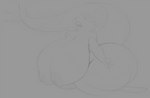 anthro big_breasts big_butt breasts butt eyelashes eyes_closed female fin fingers huge_breasts hyper hyper_breasts inverted_nipples long_tail mature_anthro mature_female nipples non-mammal_breasts nude open_mouth sharp_teeth solo tail teeth tongue tongue_out sbshouseofpancakes disney luca_(pixar) pixar daniela_paguro marine sea_monster digital_media_(artwork) monochrome sketch