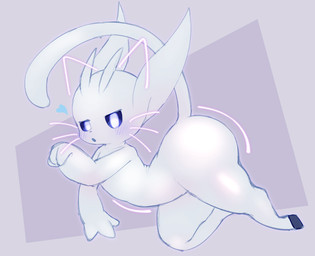 ambiguous_gender anthro big_butt biped blue_sclera blush blush_lines butt heart_symbol hooves huge_butt long_ears lying on_side pupils raised_tail simple_background solo tail thick_thighs whiskers white_body white_pupils yirus9 microsoft ori_(series) xbox_game_studios ori_(ori) guardian_spirit 2025 colored digital_drawing_(artwork) digital_media_(artwork) hi_res