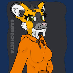 anthro band-aid bandage breasts claws clothed clothing ear_markings eyebrows eyelashes fangs female fingers fur gesture green_eyes grey_background grey_body grey_fur hand_gesture head_tuft hoodie humor inner_ear_fluff looking_at_viewer orange_body orange_clothing orange_fur sabertooth_(anatomy) simple_background smile smiling_at_viewer smug smug_expression smug_face solo teeth topwear tuft v_sign white_body white_fur sabrecheeta dotami-vrm sabrie_(sabrecheeta) felid mammal prehistoric_species saber-toothed_tiger 1:1 2025 3d_(artwork) 3d_animation animated animation_meme blender_(artwork) digital_media_(artwork) meme portrait