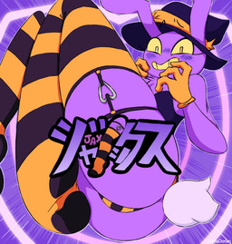 absolute_territory butt clothing embarrased_horny embarrassed embarrassing_exposure femboy garter_straps gloves handwear hat headgear headwear heart_symbol holidays legwear magic_user male nervous panties pose purple_body scut_tail short_tail simple_background stockings tail text thigh_highs thighs_up underwear witch witch_costume witch_hat matadorian absolute_territory_(song) glitch_productions halloween the_amazing_digital_circus jax_(tadc) lagomorph leporid mammal rabbit colored japanese_text line_art pinup shaded