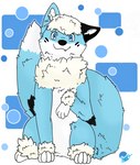 ambiguous_gender black_nose blue_body blue_eyes blue_fur feral fluffy fluffy_ears fluffy_hair fluffy_tail fur hair neck_tuft sitting solo tail tuft white_body white_fur parooty nintendo pokemon jarky arcanine canid canine fox generation_1_pokemon mammal pokemon_(species)