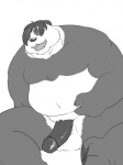 anthro balls biceps big_penis black_penis erection genitals male moobs muscular muscular_anthro muscular_male nude obese obese_anthro obese_male overweight overweight_anthro overweight_male penis solo thick_penis vein mugsaith bear giant_panda mammal 3:4 hi_res monochrome sketch