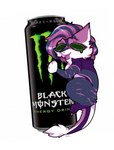 anthro beverage_can claws female fur green_eyes purple_body purple_fur purple_skin solo tail white_body white_fur white_skin monster_energy alexandra_reznova sergal hi_res