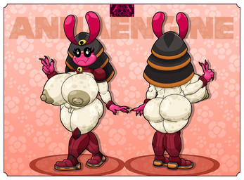 5_fingers antennae_(anatomy) anthro areola armor bell bell_collar belly big_areola big_breasts big_butt black_eyes border breasts brown_areola brown_nipples butt claws clitoris collar cybernetic_leg cybernetic_limb cybernetic_neck cybernetics eyelashes fangs female finger_claws fingers floral_background floral_pattern flower front_view genitals gesture grey_body hand_gesture headgear helmet huge_breasts humanoid_genitalia humanoid_vulva looking_at_viewer machine markings multicolored_body multiple_pupils navel nipples nude open_mouth pink_body plant plump_labia rear_view red_body simple_background slightly_chubby slightly_chubby_female smile solo spots spotted_arms spotted_belly spotted_body spotted_breasts spotted_butt spotted_legs spotted_markings standing tan_body teeth text thick_thighs tongue two_tone_body v_sign vulva walking white_border wide_hips annaengine anna_(annaengine) arthropod blattodean cyborg insect termite absurd_res digital_drawing_(artwork) digital_media_(artwork) english_text hi_res model_sheet