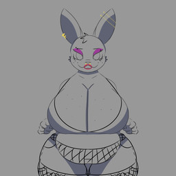 alternative_fashion belly big_breasts breasts clothing female goth huge_breasts huge_thighs legwear piercing silly_face solo thick_thighs wide_hips alan_possum humanoid lagomorph leporid mammal rabbit 1:1 absurd_res hi_res