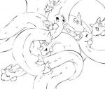 anal blush feral genitals group male penis serpentine simple_background inkcookie nintendo pokemon dragonair generation_1_pokemon pokemon_(species) 2008 monochrome