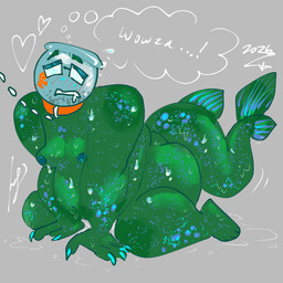 anthro aquarium bdsm belly blush bodily_fluids collar fish_bowl fish_tail leash leashed_collar male markings navel nipples overweight overweight_male petplay puddle roleplay scale_markings scales simple_background solo spiral spiral_eyes sweat sweaty_arms sweaty_belly sweaty_body sweaty_legs sweaty_tail vivarium water petramcbiteybite fishbowlguy_(petramcbiteybite) animal_humanoid aquatic aquatic_humanoid fish fish_humanoid humanoid scalie 1:1 hi_res