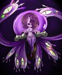 anthro black_sclera blue_eyes breasts brown_hair chest_gem closed_smile eyelashes feathered_wings feathers featureless_breasts female floating fur gem green_eyes hair long_hair mouth_closed purple_body purple_eyes purple_fur purple_skin red_eyes simple_background smile solo tentacle_eye tentacles thin_eyebrows wings yellow_eyes rakkyoarts hasbro my_little_pony mythology nintendo pokemon fan_character velora_(adv-magearna-giada) cnidarian equid equine generation_7_pokemon hybrid jellyfish mammal marine medusozoan monster mythological_creature mythological_equine nihilego pegasus pokemon_(species) ultra_beast 2017 crossover digital_drawing_(artwork) digital_media_(artwork)