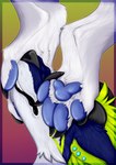 4_toes ambiguous_gender anthro butt duo feet foot_fetish foot_on_face foot_play licking paws toes tongue tongue_out zhekathewolf canid canine canis hyena mammal wolf 2021 hi_res