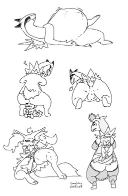 anal anal_vore anus belly big_belly duo female feral genitals male oral_vore penetration simple_background solo vaginal vaginal_penetration vore vulva white_background longlevy nintendo pokemon braixen generation_2_pokemon generation_3_pokemon generation_6_pokemon pokemon_(species) typhlosion zigzagoon hi_res monochrome multiple_images