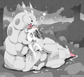 after_sex arthropod_abdomen arthropod_abdomen_genitalia arthropod_abdomen_penis bodily_fluids cum cum_drip cum_inside dripping duo extreme_size_difference female feral genital_fluids genitals kissing making_out male male/female on_ground outside penis sex size_difference suspension text tongue conditional_dnp insomniacovrlrd passiontail_isle aurora_(insomniacovrlrd) arthropod frozunny_(insomniacovrlrd) lagomorph mammal mystipillar_(insomniacovrlrd) url