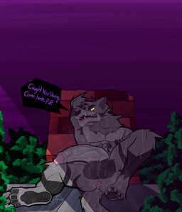 abs anthro anus armpit_hair balls big_balls big_penis bodily_fluids body_hair brick_wall claws dripping fangs feet fur genital_fluids genitals male muscular musk pawpads pecs penis precum precum_drip precum_on_ground scar solo sweat tail teasing teeth wall_(structure) yellow_eyes asdfgh01 canid canine canis mammal wolf absurd_res hi_res