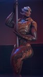 blue_eyes bodypaint claws dancing face_paint female glistening glistening_body looking_aside nude pole pole_dancing pupils raised_leg slit_pupils solo stripper_pole thick_thighs raik_arglack bioware electronic_arts mass_effect alien turian 3d_(artwork) 4k 9:16 absurd_res digital_media_(artwork) hi_res