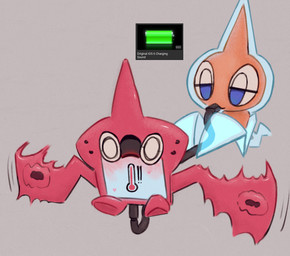 ambiguous_gender blush duo empty_eyes heart_symbol looking_at_another narrowed_eyes pokedex sucking miii_cho nintendo pokemon animate_inanimate generation_4_pokemon pokemon_(species) rotom rotom_pokedex
