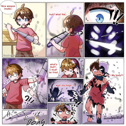blue_eyes brown_hair clothing_loss dialogue forced forced_transformation hair human_to_humanoid male solo species_transformation transformation lisher001 hollow_knight_(franchise) team_cherry the_knight_(hollow_knight) human humanoid mammal 1:1 comic hi_res