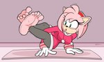 barefoot bodily_fluids feet female foot_focus humanoid_feet plantigrade soles solo sweat toes yoga yoga_mat nasiri_(artist) sega sonic_the_hedgehog_(series) amy_rose eulipotyphlan hedgehog mammal