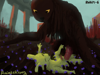 anal anal_penetration animal_genitalia animal_penis balls black_body black_eyes black_fur duo erection feral fur genitals half-erect huge_penetration long_fur looking_at_another male male/male male_penetrated male_penetrating male_penetrating_male medial_ring outside penetration penile penile_penetration penis pink_penis questionable_consent restrained restrained_by_tentacles risky_sex sex size_difference smaller_penetrated stare tail tapering_penis tentacles text yellow_body yellow_sclera ruimtekroeg rain_world videocult monk_(rain_world) mammal rain_deer_(rain_world) slugcat worm_grass_(rain_world) 4:3 digital_media_(artwork) hi_res