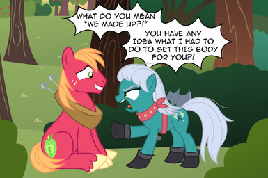 angry axe clothing cutie_mark duo female feral male melee_weapon on_model outside red_body text weapon yelling badumsquish friendship_is_magic hasbro my_little_pony big_macintosh_(mlp) skellinore_(mlp) earth_pony equid equine horse mammal pony 2020 digital_media_(artwork) english_text hi_res