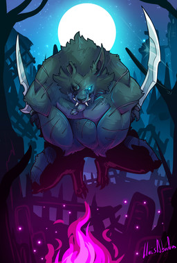 anthro biped claws feet fingers front_view fur looking_at_viewer male melee_weapon moon night nude nude_anthro nude_male outside scar sky solo star sword teeth toes weapon lluisabadias mythology canid canine mammal mythological_canine mythological_creature werecanid werecanine werecreature werewolf 2026 absurd_res digital_drawing_(artwork) digital_media_(artwork) hi_res
