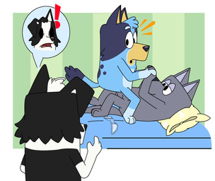 aged_up anthro black_body blue_body condom cowgirl_position cuckold faceless_character faceless_male female filled_condom from_front_position fur grey_body group hand_holding male male/female on_bottom on_top pillow sex sexual_barrier_device shocked trio white_body yellow_body yellow_fur anonymous_artist bluey_(series) ludo_studio bluey_heeler mackenzie_(bluey) australian_cattle_dog border_collie canid canine canis cattledog collie domestic_dog herding_dog mammal pastoral_dog sheepdog hi_res