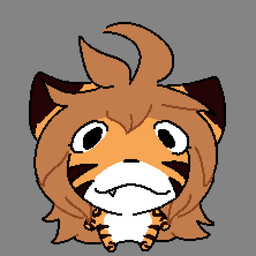 anthro black_nose brown_hair female fur hair humor looking_at_viewer orange_body orange_fur smile solo striped_body striped_fur stripes white_body white_fur i-likeyourcutg noelling_(meme) twokinds flora_(twokinds) felid keidran mammal pantherine tiger 1:1 2025 digital_media_(artwork) pixel_(artwork)