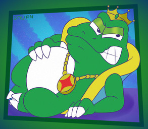 anthro cloak cloak_only clothing crown crown_only headgear headgear_only jewelry looking_at_viewer lying male necklace necklace_only nude on_side overweight overweight_anthro overweight_male solo teeth toony gavanzude mario_bros nintendo wart_(mario) amphibian frog hi_res