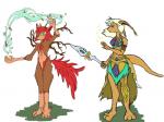 after_transformation breeze clothed clothing duo fantasy magic runes staff elwysprigg microsoft the_elder_scrolls canid canine canis mammal spriggan wolf 4:3 hi_res