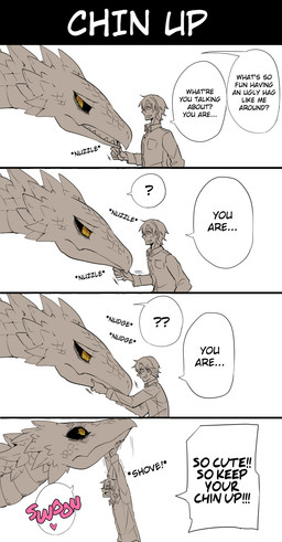 ! ... <3 ? black_sclera blush comic dialogue digital_media_(artwork) dragon duo english_text eye_contact female hi_res human interspecies larger_female male mammal monochrome orange_eyes sanzo scales scalie simple_background size_difference smaller_male sound_effects text translated white_background

Rating: Safe
Score: 50
User: MidoriTranslates
Date: October 13, 2015