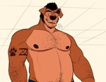 anthro arm_tattoo big_pecs black_hair brown_body brown_fur fur hair looking_down male mastectomy_scar musclegut muscular muscular_anthro muscular_male pecs scar solo tattoo conditional_dnp dickarmdaryl dog_daryl_(dickarmdaryl) bird_dog canid canine canis domestic_dog hunting_dog labrador mammal pit_bull pitador retriever absurd_res digital_drawing_(artwork) digital_media_(artwork) hi_res trans_(lore) trans_man_(lore)