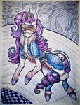 angry anthro belt blood bodily_fluids bone clothing eyewear female gore horn infection jacket kerchief leg_warmers legwear markings open_wound organs solo topwear deidad_dissitum friendship_is_magic hasbro my_little_pony mythology rarity_(mlp) equid equine horse mammal mythological_creature mythological_equine pony undead unicorn zombie hi_res traditional_media_(artwork)