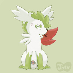 angry balls chastity_cage chastity_device cross-popping_vein feral flat_chastity_cage genitals looking_away male metal_chastity_cage sitting solo wearing_chastity_cage wearing_chastity_device jasucharm kinktober kinktober_2025 nintendo pokemon generation_4_pokemon legendary_pokemon pokemon_(species) shaymin sky_forme_shaymin 1:1 2025 absurd_res colored digital_drawing_(artwork) digital_media_(artwork) hi_res line_art shaded