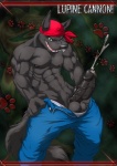 abs abstract_background animal_genitalia anthro balls bandanna biceps big_muscles big_penis biped black_body black_fur black_nipples black_nose black_penis bodily_fluids bottomwear bottomwear_down canid canine canis claws clothed clothing cum cum_string cumshot denim denim_bottomwear denim_clothing ejaculation english_text erection fangs footprint fur genital_fluids genitals green_eyes grey_body grey_fur grin headkerchief hi_res huge_muscles humanoid_genitalia humanoid_penis jeans kerchief leaking looking_at_viewer lupine_assassin male mammal masturbation muscular muscular_anthro muscular_male nipples open_mouth orgasm pants pants_down partially_clothed pawprint pecs penile penile_masturbation penis presenting sheath simple_background smile solo standing teeth text thick_penis tongue topless underwear undressing utx-shapeshifter vein veiny_penis wolf