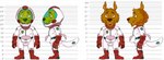 anthro armor boots brown_body brown_fur brown_nose chart clothed clothing fanny_pack footwear fully_clothed fur gloves handwear headgear height_chart helmet lupine_and_scott male red_boots red_clothing red_footwear red_gloves red_handwear shirt shoes smile solo spacesuit teeth_showing topwear white_clothing white_helmet white_shirt white_topwear yellow_eyes ayato albert_lupine canid canine canis mammal wolf