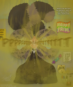 anthro anus backsack balls big_anus big_balls big_butt bodily_fluids body_writing brown_body brown_fur bubble_butt butt cum cum_fart cum_in_ass cum_inside dialogue disembodied_hand fart fart_cloud fart_fetish farting_at_viewer fluffy fluffy_tail fur gas gassy genital_fluids genitals ghost_hand graffiti heart_symbol huge_anus huge_balls humiliation hyper hyper_anus hyper_balls hyper_genitalia instruction instruction_on_wall lgbt_pride lipstick lipstick_on_anus lipstick_on_balls lipstick_on_body lipstick_on_butt makeup male markings musk public public_use smelly solo striped_markings striped_tail stripes stuck tail tail_markings tally_marks text through_wall wall_(structure) jadetanuki lgbt_pride_month jade_(jadetanuki) canid canine mammal raccoon_dog tanuki 5:6 absurd_res hi_res marker_(artwork) traditional_media_(artwork)