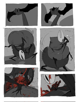 after_rape after_sex anthro biped black_body blood bodily_fluids crush cum_pool death decapitation duo exoskeleton female fractured_bone gore hand_grab horn killing larger_male male neck_snap obese obese_anthro obese_male overweight overweight_anthro overweight_male revenge segmented_body size_difference smaller_female justdog hollow_knight:_silksong hollow_knight_(franchise) team_cherry hornet_(hollow_knight) arachnid arthropod fly_(animal) insect spider wardenfly 2026 comic greyscale hi_res monochrome