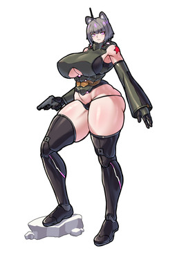 4_fingers arm_tattoo armwear big_breasts black_bra black_clothing black_legwear black_thigh_boots black_thigh_highs black_thong black_underwear boots bra breasts camel_toe clothing cybernetics detached_sleeves female fingers footwear green_clothing green_shirt green_sleeves green_topwear grey_hair gun hair holding_gun holding_object holding_ranged_weapon holding_weapon huge_breasts inner_ear_fluff legwear machine markings mechanical_arm mechanical_leg midriff military mole_(marking) purple_eyes ranged_weapon red_star rock russian shirt shoes short_hair shoulder_tattoo skindentation slavic solo soviet_union standing tattoo thick_thighs thigh_boots thigh_highs thong topwear tuft under_boob underwear weapon wide_hips mold_(pixiv6616319) animal_humanoid cat_humanoid cyborg felid felid_humanoid feline feline_humanoid humanoid mammal mammal_humanoid 2026 3d_(artwork) absurd_res digital_drawing_(artwork) digital_media_(artwork) full-length_portrait hi_res mixed_media portrait