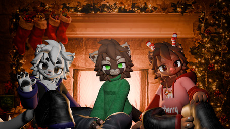 ambiguous_gender anthro group holidays male trio recho_raccoon(artist) christmas alma_the_snow_fox fable_the_fawn recho_raccoon arctic_fox canid canine deer fox humanoid mammal new_world_deer procyonid raccoon reindeer true_fox 16:9 3d_(artwork) 4k absurd_res blender_(artwork) digital_media_(artwork) hi_res widescreen adult_(lore)