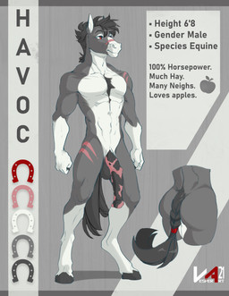 4_fingers abs abstract_background anatomically_correct anatomically_correct_genitalia anatomically_correct_penis animal_genitalia animal_penis anthro athletic athletic_anthro athletic_male balls biceps big_balls big_penis biped black_hair black_hooves black_penis black_tail body_hair braided_tail butt chest_hair equine_genitalia equine_penis eyebrows eyelashes facial_scar fingers front_view fur genitals gloves_(marking) grey_body grey_ears grey_fur hair half-erect hooved_fingers hooves leg_markings leg_scar logo male markings medial_ring messy_hair navel nude pecs penis pink_penis red_eyes scar sheath short_hair shoulder_scar snout snout_scar socks_(marking) solo tail text unguligrade white_body white_fur white_inner_ear vesper_art havoc_(havoc_wolf) equid equine horse mammal 2021 absurd_res artist_logo artist_name dated digital_media_(artwork) english_text hi_res model_sheet